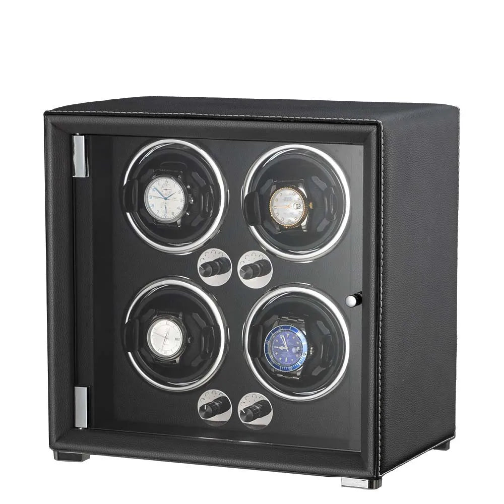 WatchMatic Lustro Leather Watch Winder black 4slots - WatchMatic