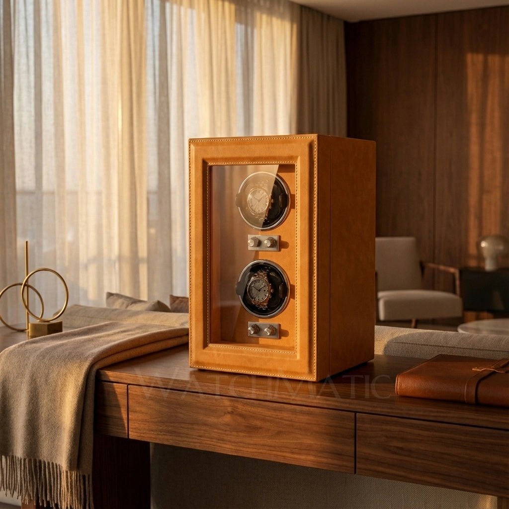 WatchMatic Aurex Double Watch Winder Orange -02 - WatchMatic