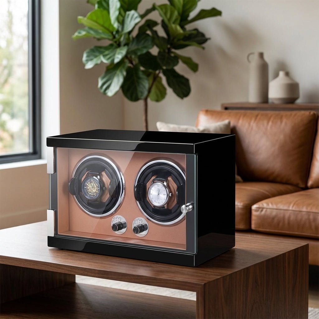 WATCHMATIC Bruno Brown Luxury Watch Winder - 9 Slots 14:200006151Black  Brown-9;5:201452367Vertical type D - WatchMatic